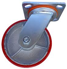 Red PU swivel castor wheel with brake 4x2 inch 250kgs supplied by Jamco Industrial System Limited in Kenya and East Africa