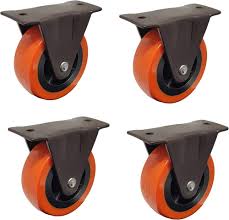 4 inch orange PU fixed castor wheel supplied by Jamco Industrial System Limited in Kenya and East Africa