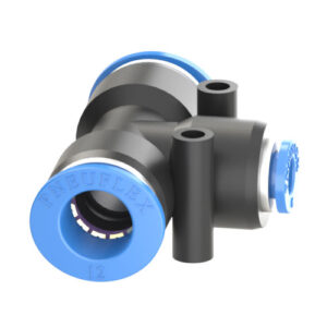 Industrial pneumatic tee reducer fitting for compressed air systems