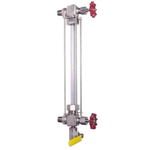Industrial level indicator for monitoring liquid levels in boilers, tanks, pressure vessels, and process equipment.