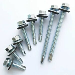 Hex head self drilling screws for roofing, steel fabrication, and industrial fastening applications.